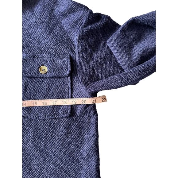 NWT By Anthropologie Bouclé Shacket Shirt Jacket Navy Button Front S - Picture 7 of 7